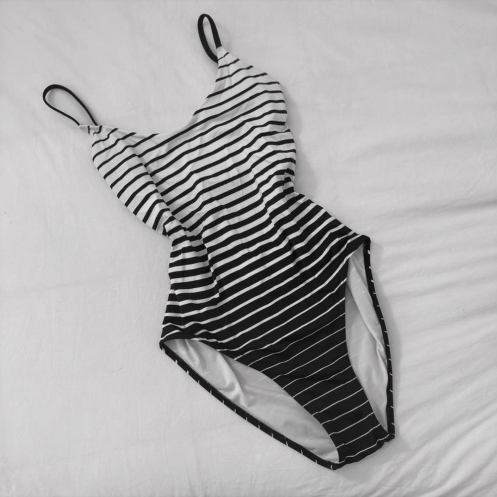 Calvin Klein Black and White open back swimsuit